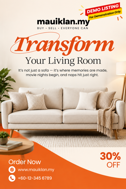 DEMO – Modern 3-Seater Fabric Sofa for Living Room